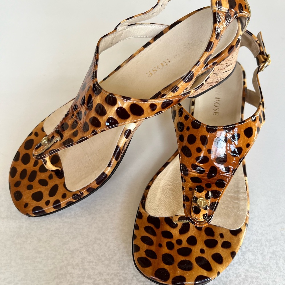 Taryn Rose Animal Print Patent Sandals Size 5